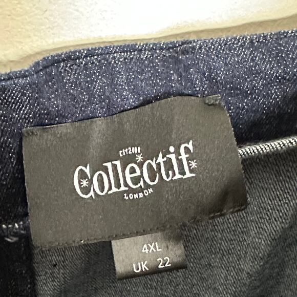 COLLECTIF Dolores Denim Doll Swing Midi Dress Dark Wash Sz 4XL UK 22 {3U8} - Picture 4 of 5